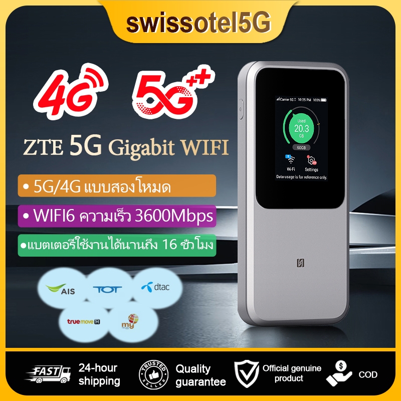 ZTE MU5120 U50 Pro Max 5G เราเตอร์ซิมการ์ด WiFi6 พกพาใช้งานทั่วโลกสัญญาณแรงรองรับ 5G ชาร์จเร็ว