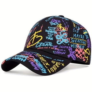 อินเทรนด์รูปแบบ Graffiti เบสบอลหมวกสีดำสีขาว Trucker หมวกสำหรับผู้ชายผู้หญิงฤดูร้อนตกปลา Snapback หมวกผ้าฝ้ายเบสบอลหมวก