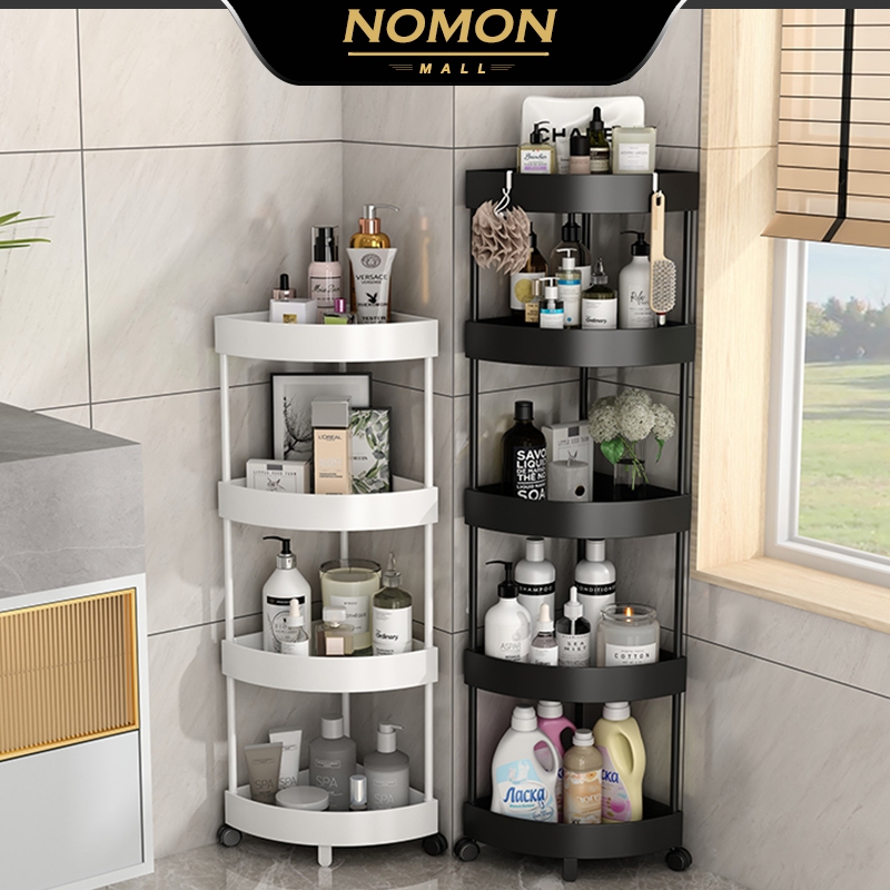 NoMon ชั้นวางของในห้องน้ำ ชั้นวางของเข้ามุม 3/4/5ชั้น มีล้อเลื่อนเคลื่อนย้ายได้คุณภาพ สามารถวางมุมห้องน้ำ ห้องครัว