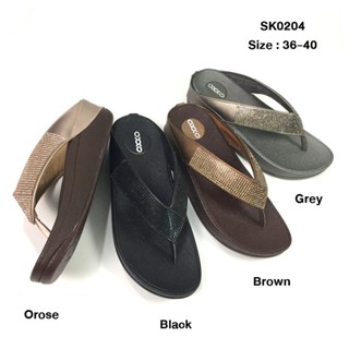 prettycomfort รองเท้าเพื่อสุขภาพ ขนาดปกติ แตะคีบ ประดับด้วยอ…