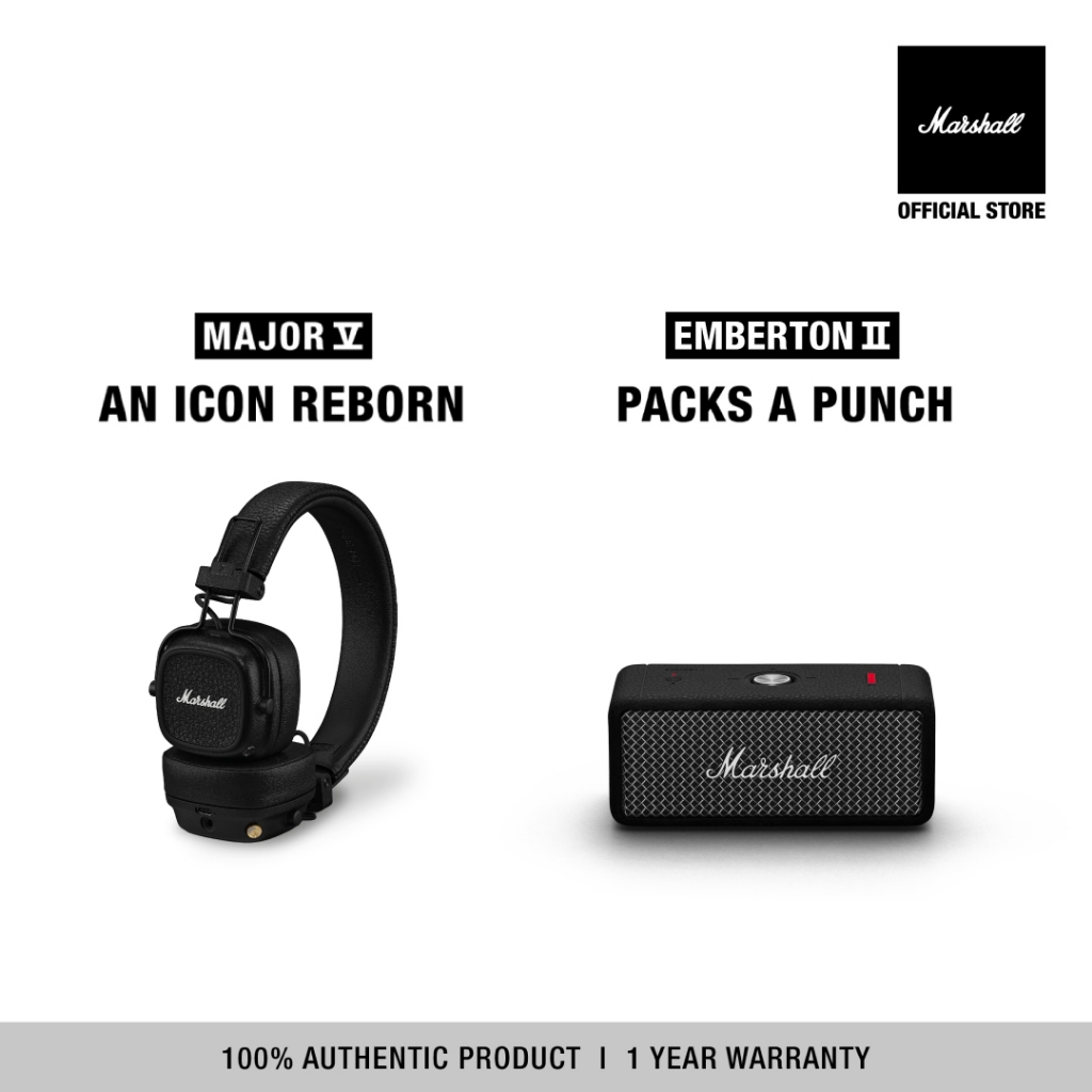 [BUNDLE SET] MARSHALL MAJOR V BLACK x EMBERTON II BLACK AND STEEL