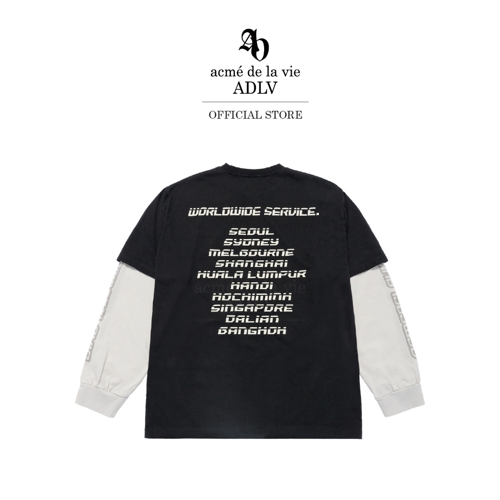 ADLV [acme de la vie] เสื้อยืดแขนยาว รุ่น Double Layer Waffle Long Sleeve Black (50011SLYLSU_H4BKXX)