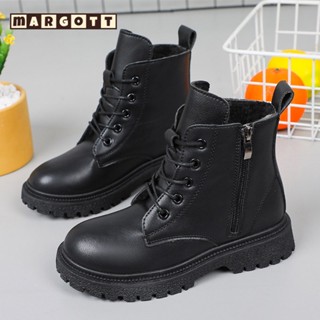【margott9】รองเท้าบูทมาร์ตินสำหรับเด็ก รองเท้าบูทหุ้มข้อสีดำแ…