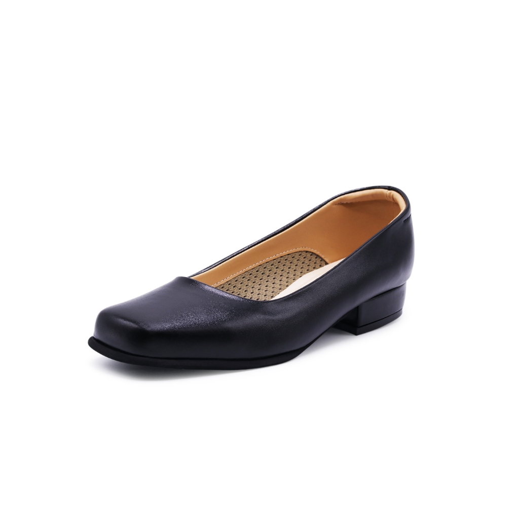 Pretty Popteen รองเท้าคัทชู หัวตัด ส้นเตี้ย 1 นิ้ว สีดำ รุ่น PT-2415 ไซซ์ 35-42