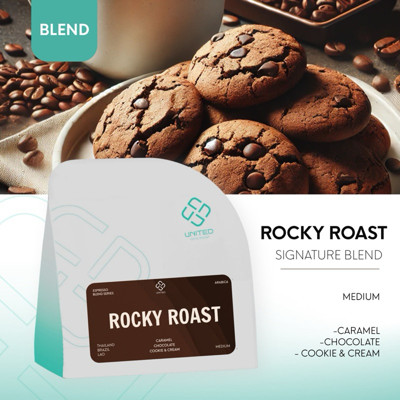 United Coffee Roaster เมล็ดกาแฟเบลน Rocky Roast คั่วกลาง หอมละมุน Cookie & Cream