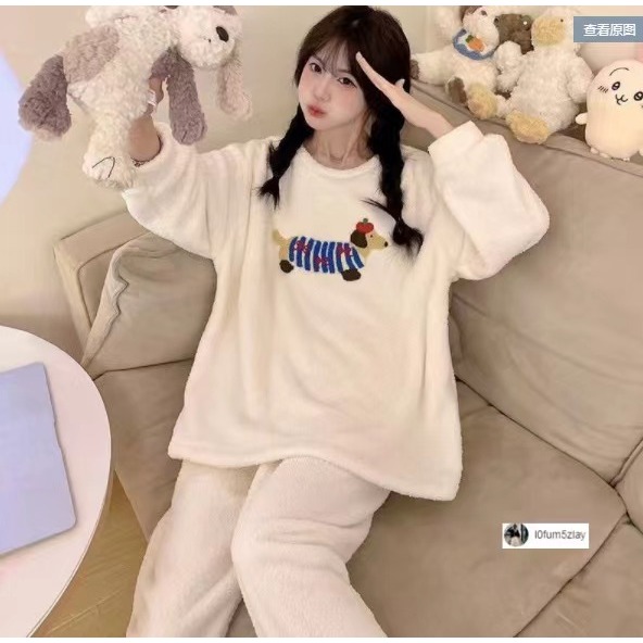 (ราคาถูกที่สุด) ชุดนอนฤดูหนาว，ผ้าสักหลาดแสนอบอุ่น，ลายการ์ตูน， ชุด 2 ชิ้น，M-2XL - รูปที่ 5