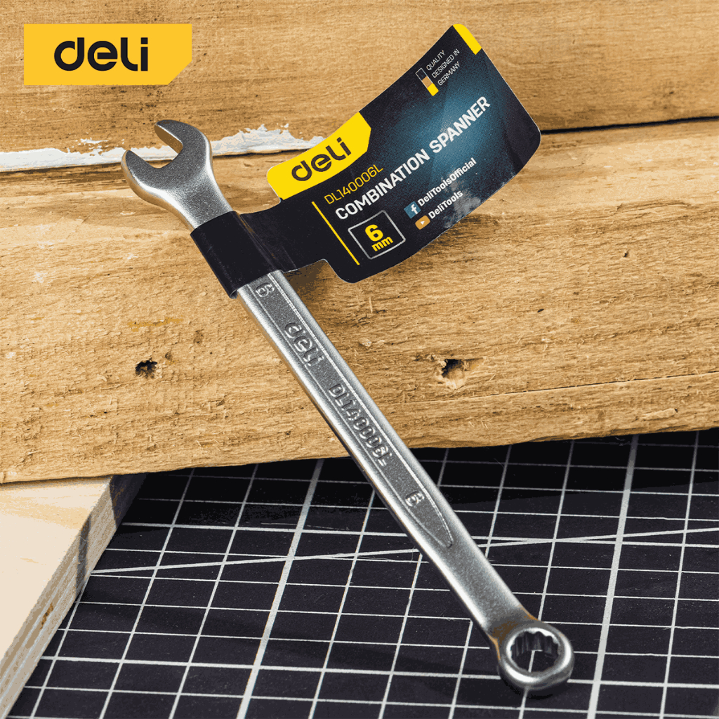 Deli ประแจแหวนข้าง ประแจปากตาย ขนาด 6 - 20 mm คันน็อต คลายสกรู อุปกรณ์ช่าง Combination Spanner