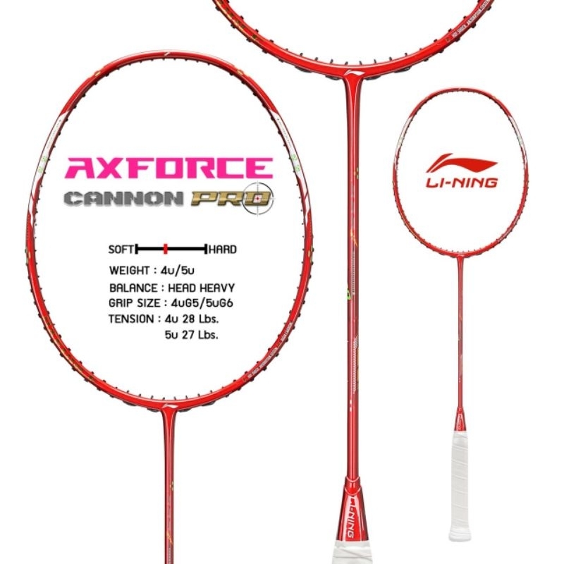 Li-ning ไม้แบดมินตัน รุ่น Axforce Cannon Pro 4U/5U แถมเอ็น+กริป+ถุงผ้า แท้ 💯%