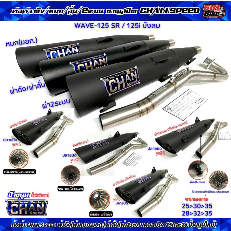 ท่อผ่า ชาญสปีด W125RS/125iบังลม ผ่าดัง/หมก/ผ่าลั่น/ผ่า2ระบบ/ คอสปริง25-35/28-35จุก32-38-45มิล(กดตัวเลือกก่อนสั่ง)