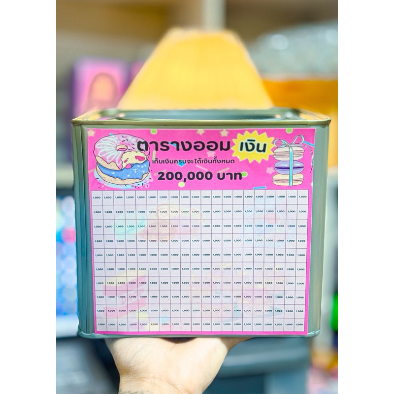 ปี๊บออมสิน 15 เซนต์ มีฝาพร้อมตารางออมน่ารัก