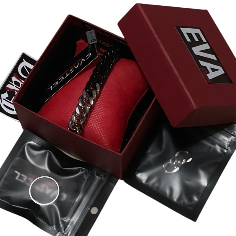 สร้อยข้อมือสแตนเลสแท้แบรนด์EVA สีดำ/เลส งานพรีเมี่ยม ส่งพร้อมกล่องและของแถม