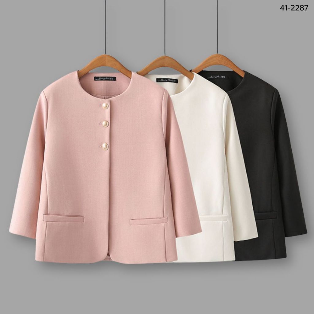 41-2287 เสื้อคลุมทำงานแขนห้าส่วน Lady and the Trim อก42-50 นิ้ว