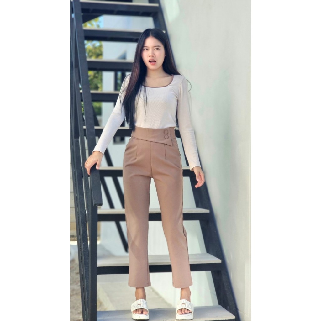 กางเกงขากระบอกเล็กรุ่น (ธ) งานผ้าโรเชฟ ผ้ายืดหยุ่นได้ดีมาก ผ้าหนา