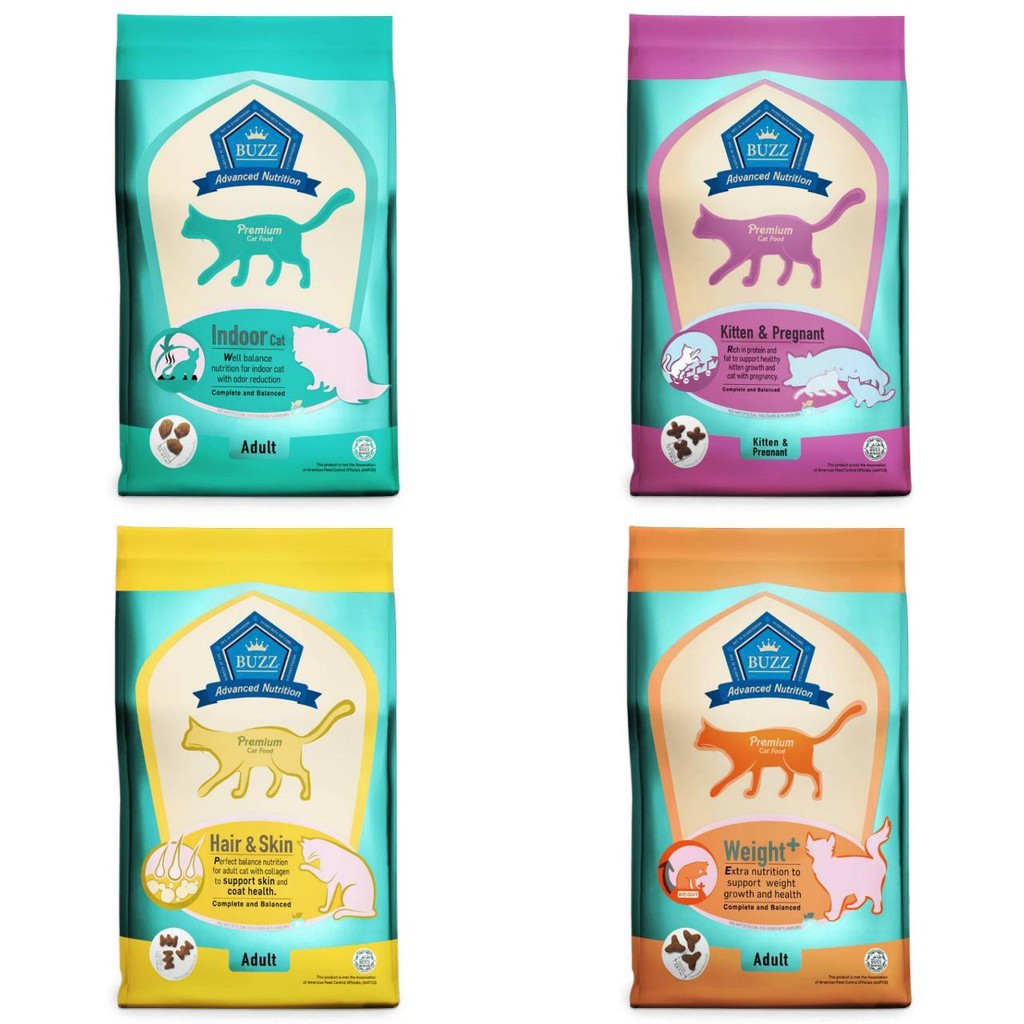 Buzz cat Premium บัซซ์ แคท พรีเมี่ยม อาหารแมวสูตรพรีเมี่ยม 1kg