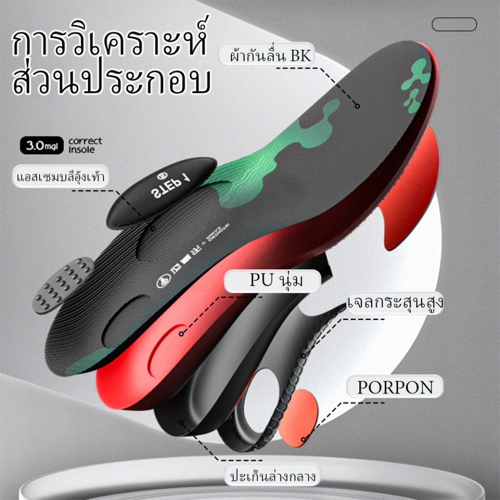 4 ชิ้นปรับอุ้งเท้าสนับสนุน Insole Orthosis แก้ไขท่าธนูสูงต่ำแบนเท้าออกกำลังกาย