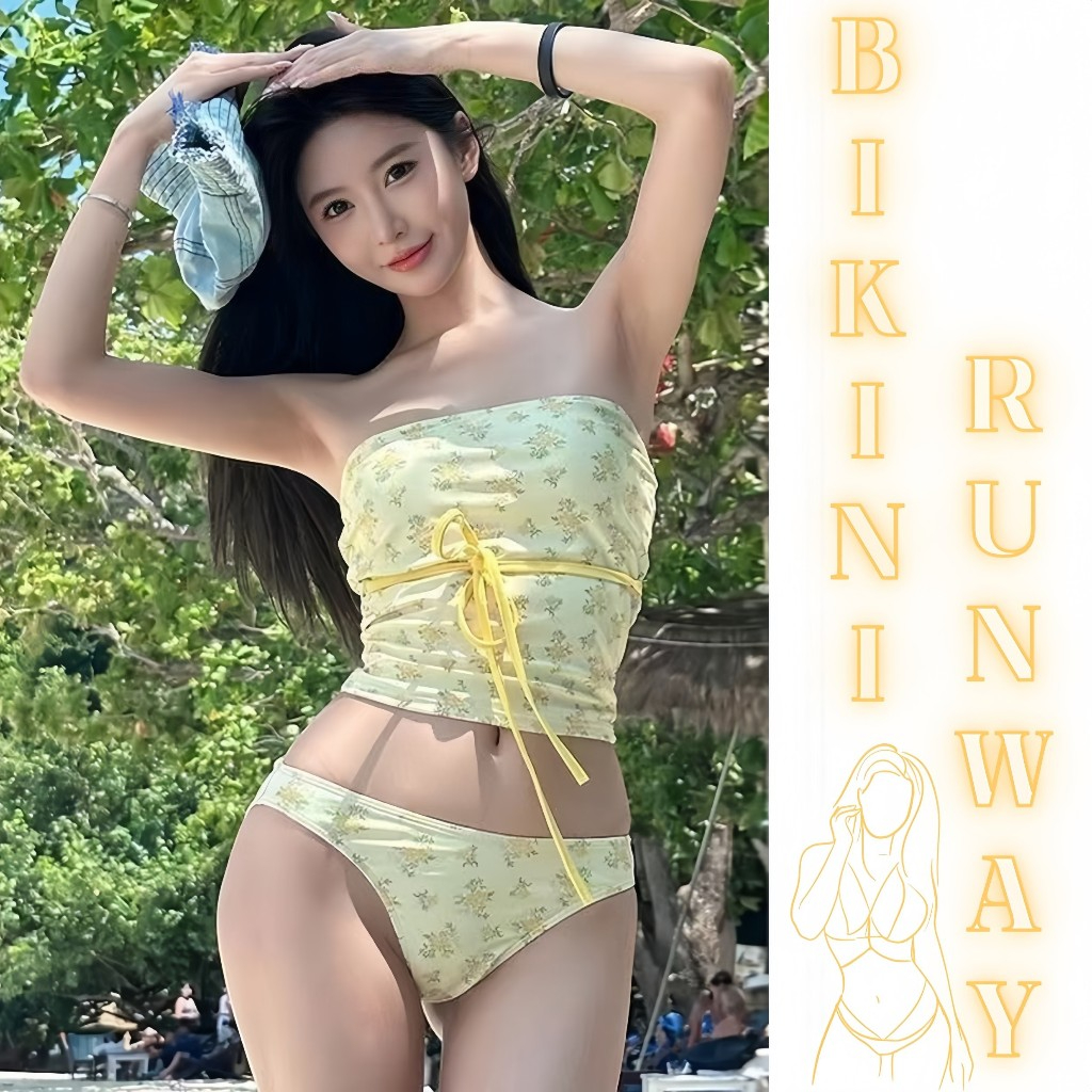 ชุดว่ายน้ำเซ็กซี่ ชุดเซ็ทเดินชายหาด ชุดว่ายน้ำวันพีช 🍒 เสื้อใส่ได้2แบบ ลายดอกไใ้น่ารัก กางเกงจีสตริง