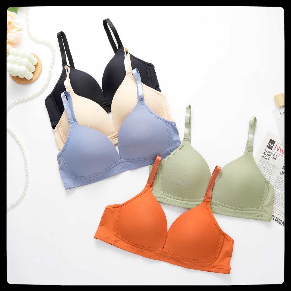 เสื้อชั้นในผู้หญิง BH Cup Thin Super soft Wireless Push up bra นําเข้าป้องกันการหลุด