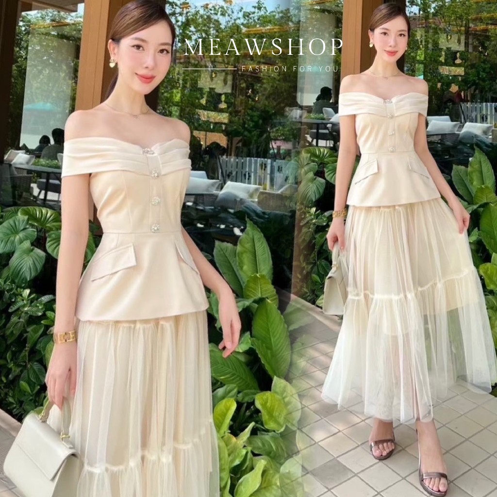 Set เสื้อ+กระโปรง SML งานเรียบหรู ดูแพงสุดๆ ชุดออกงาน ชุดไปงาน ชุดทำงาน ชุดออกงานกลางคืน ชุดเพื่อนเจ้าสาว lbl