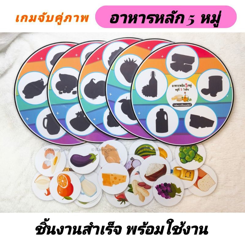 จัดส่งใน 2-3 วัน โปรดเลื่อนอ่านรายละเอียดสินค้า Nannygame เกมวงล้อจับคู่ อาหารหลัก 5 หมู่ จับคู่ภาพ สื่อการสอน เกมการศึก