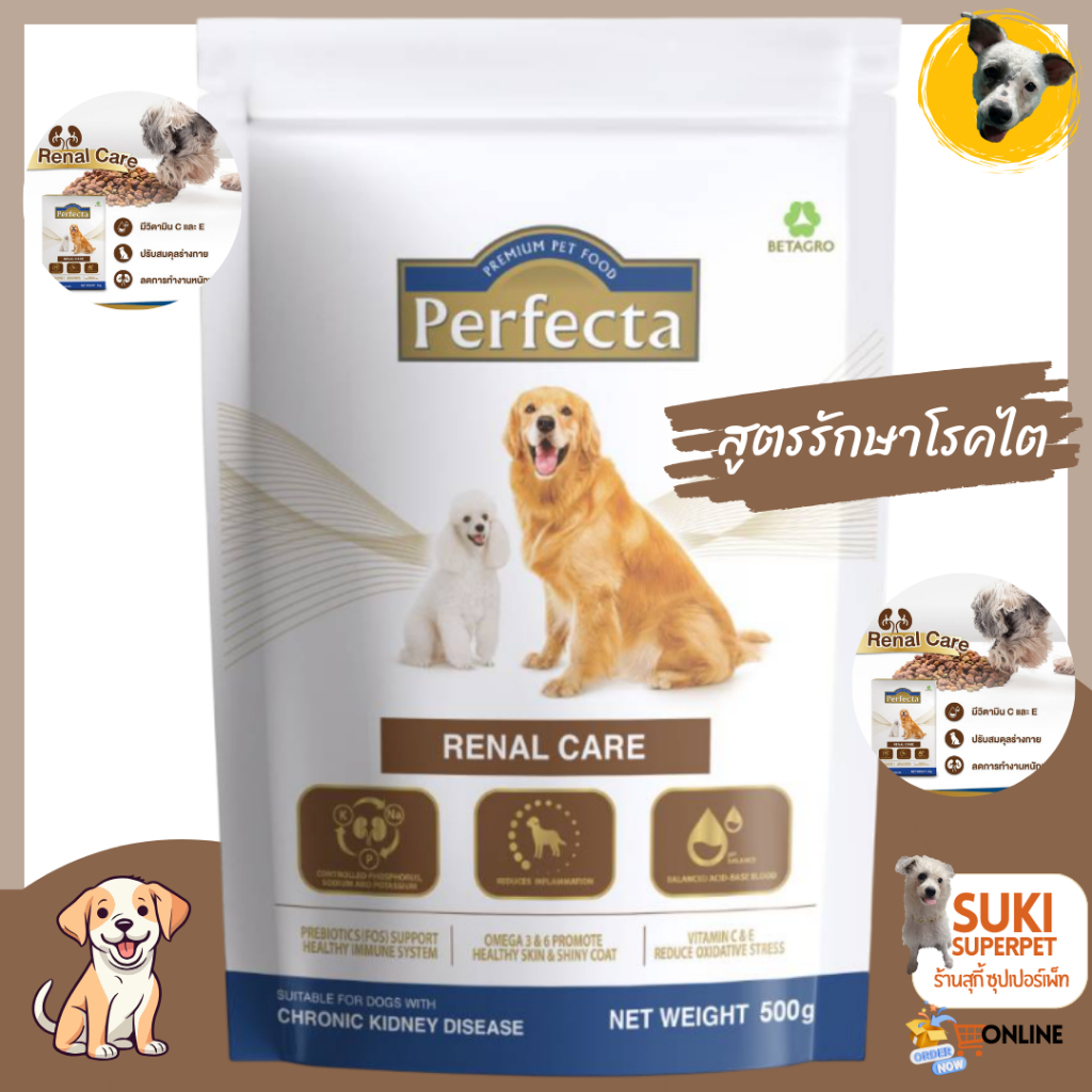 Perfecta RENAL CARE(เพอร์เฟคต้า รีนอลแคร์) สูตรลดการทำงานหนักของไต สำหรับสุนัขที่เสี่ยงเป็นโรคไต500g
