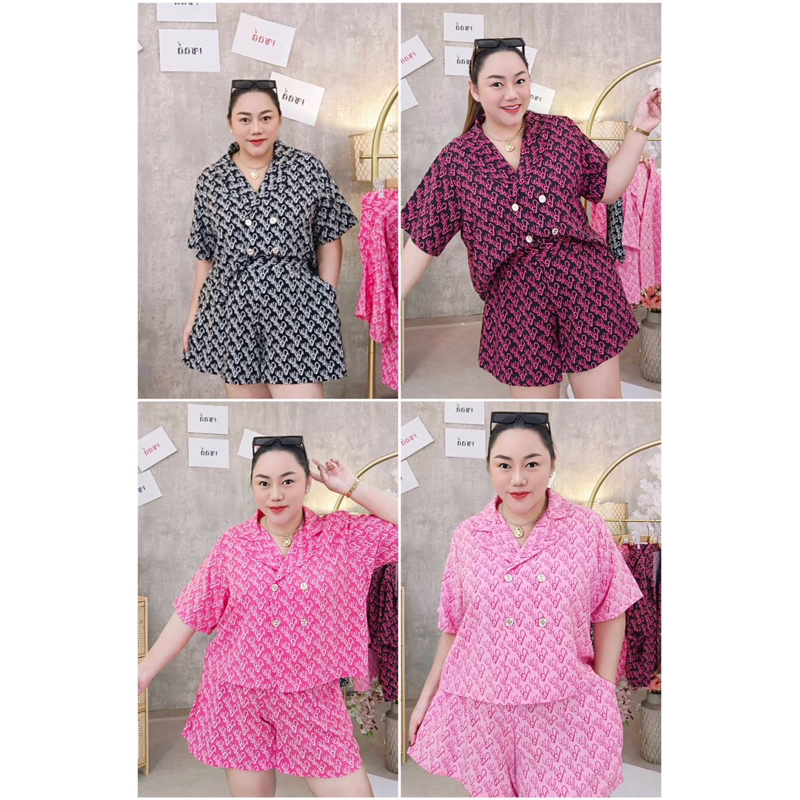 R17.. NEW COLLECTION​ ชุดบาร์บี้ น่ารักเกินต้าน!! ชุดเซ็ทสาวอวบอ้วนเสื้อคอปกทรงสูท+กางเกงบาบี้สุดเก๋มีเทส