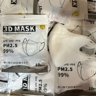 แมสผู้ใหญ่ (1เเพ็ค10ชิ้น) สินค้าพร้อมส่ง 3D หน้าเรียว งานหนา3ชั้น ราคาคุ้มมาก