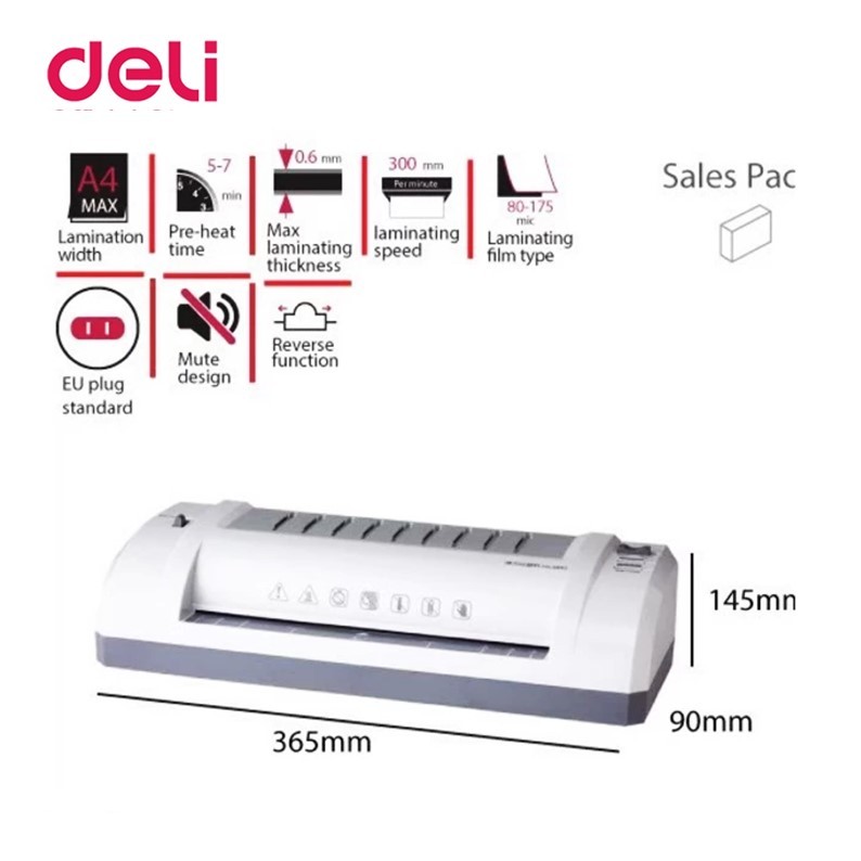 เครื่องเคลือบบัตร Deli No.E3893-EU ขนาด A4 (21 x 29.7 cm.)