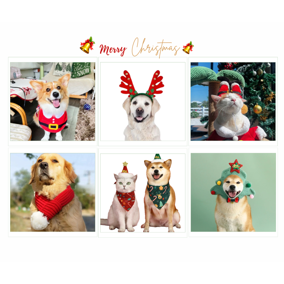 pet christmas outfit ชุดคริสต์มาสหมาใหญ่ ผ้าพันคอคริสต์มาส ซานต้าหมา ซานต้าแมว ชุดซานต้าหมาใหญ่