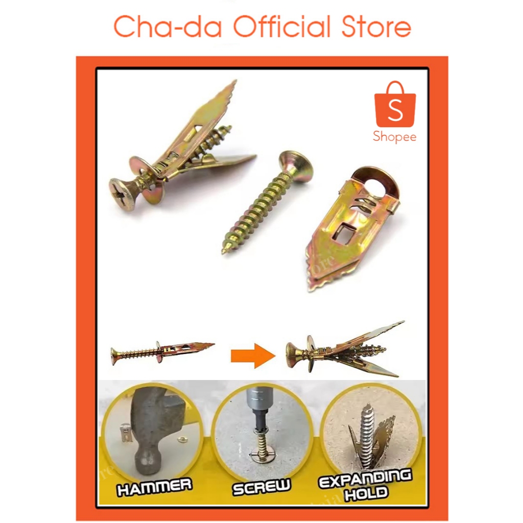 พุกยิปซั่ม1คู่ สกรู สกรูงานไม้ สกรูปลายสว่าน พุกปีกผีเสื้อ สกรูพุกปีกผีเสื้อ ขันสกรู ชุดสกรูเกลียว สกรูขยายตัว