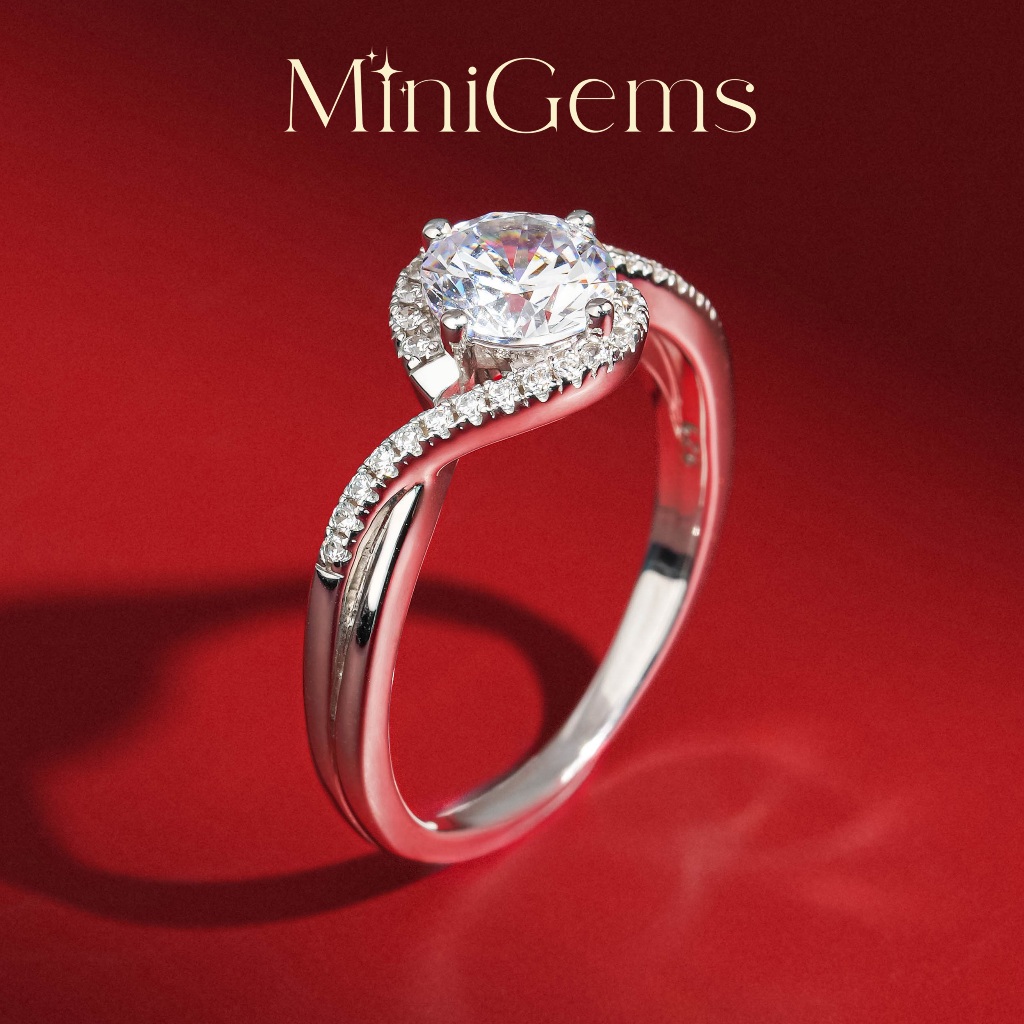 MiniGems แหวน เงินแท้ 92.5 เพชรสวิส(CZ) แหวนคู่ แหวนแต่งงาน แหวนผู้หญิง แหวนผู้ชาย 08930