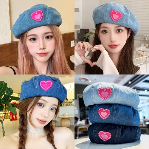 หมวกเบเร่ย์_รูปหัวใจ ยีนส์ Cap_Hat มีหลายสี หลายแบบ ทรงฮิปฮอป Hiphop ราคาถูก คุณภาพดี สไตล์เกาหลี พร้อมส่ง