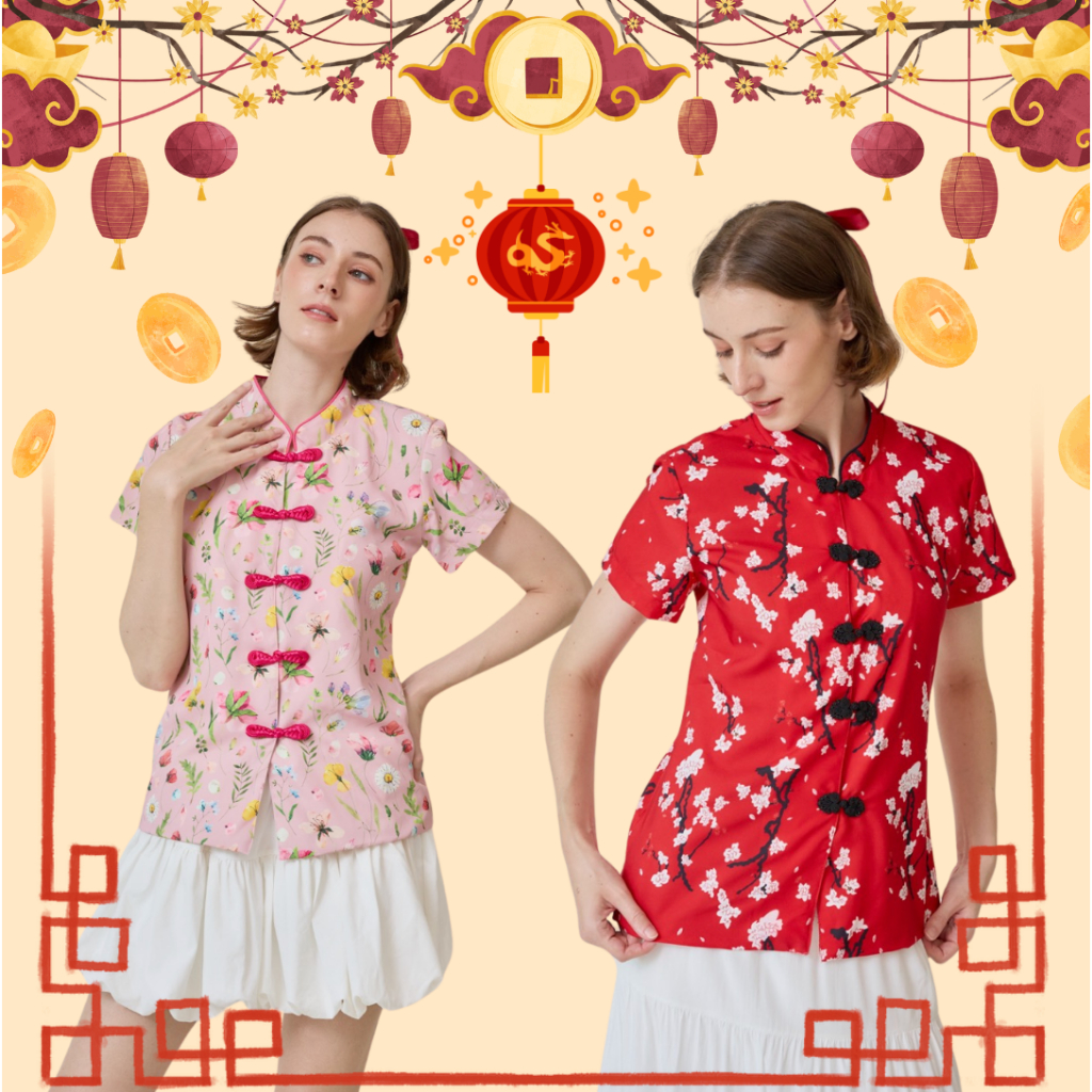 (พร้อมส่ง สีชมพู) Jelly Dressing /Mei blossom/เสื้อตรุษจีน