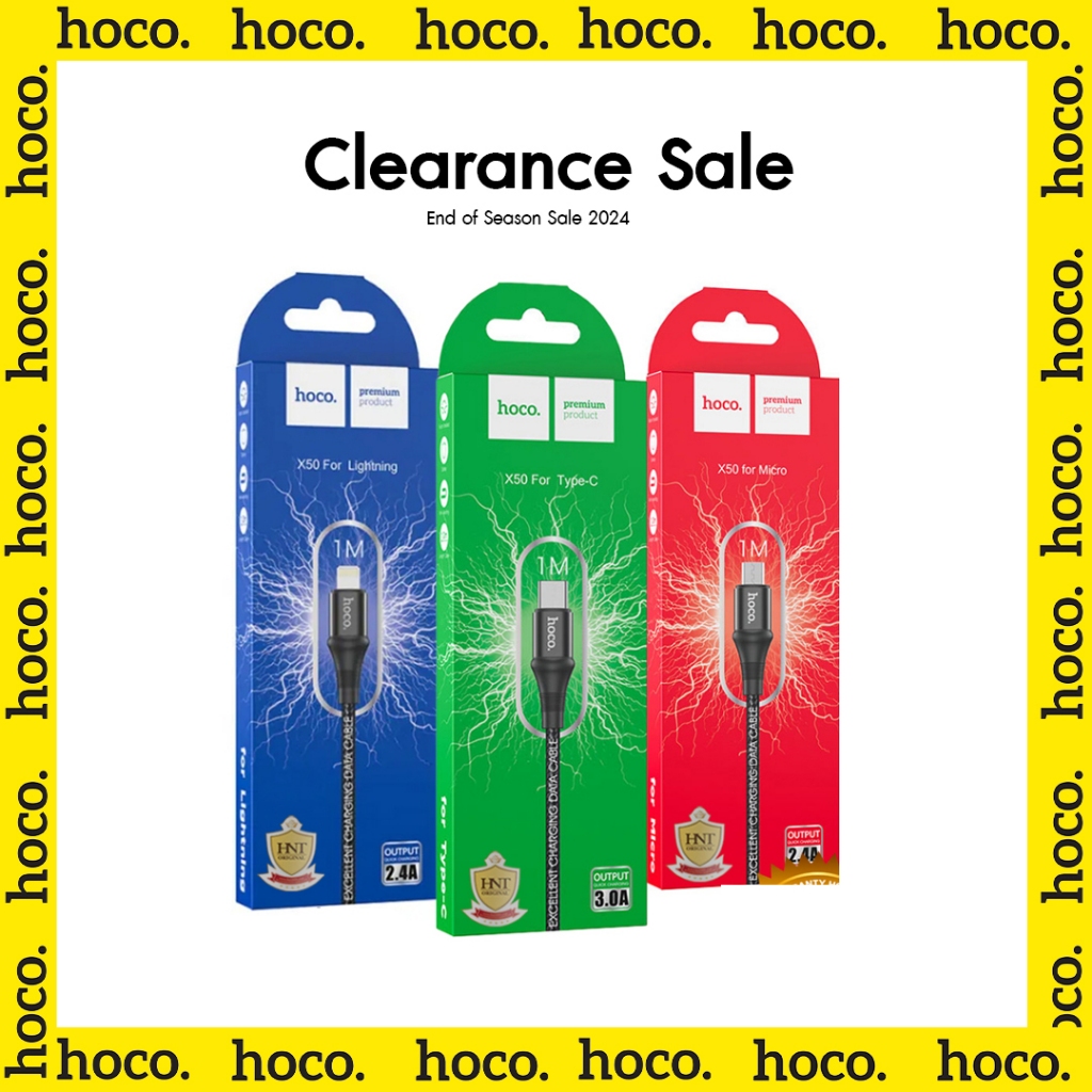 [Clearance] Hoco X50 สายชาร์จเร็ว 3A (แบบ Type C และ forϊ-Phonε ) สายแบบถัก 1 เมตร X50 Excellent charging data cable