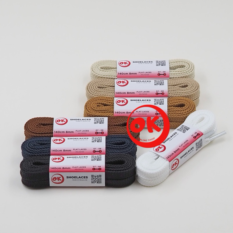 เชือกรองเท้า (1คู่) ทรงแบน NB (อย่างหนา 2ชั้น) ขนาด 8mm 1คู่=2เส้น  สินค้ามีพร้อมส่งในไทย - รูปที่ 3