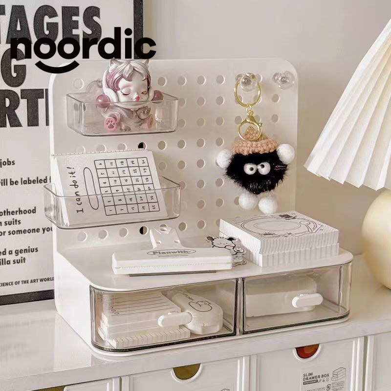 noordic⭐กล่องเก็บของอเนกประสงค์ แผ่นกระดานติดผนัง ชั้นวางของ ลิ้นชักพลาสติก ตั้งโต๊ะ เครื่องเขียน