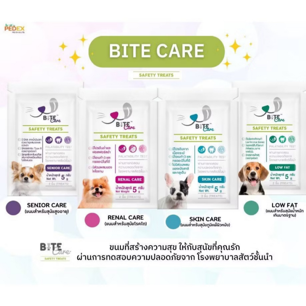 Bite Care Renal Care/skin care 38g ขนมสุนัขมีภาวะโรคไต ความน่ากินสูง ควบคุมโปรตีนและปริมาณฟอสฟอรัส ขนาด 38กรัม