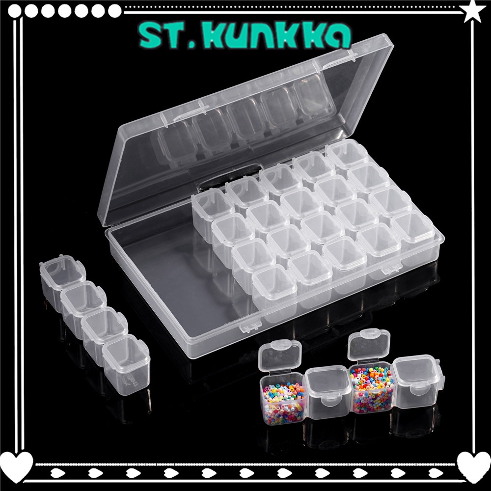 St.kunkka กล่องพลาสติกใส ปรับได้ 28/56 ช่อง ขนาด 11 * 17.5 ซม. สําหรับเก็บเครื่องประดับ ลูกปัด