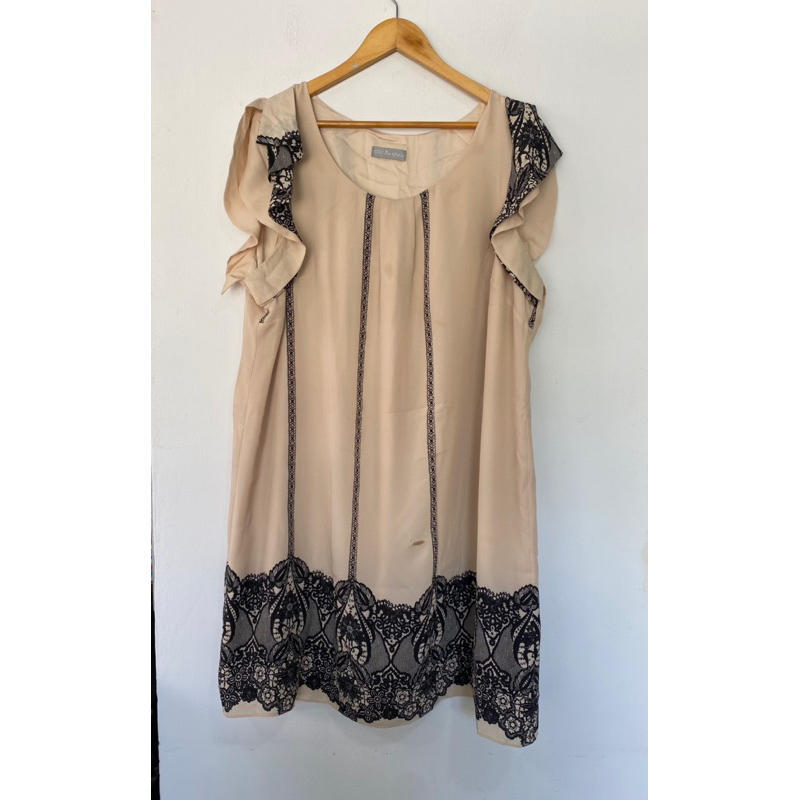 D5 *ผ้าขาด เปื้อนจาง* M&S Portfolio UK22 อกหน้าผ้า 49 นิ้ว ยาว 39 ผ้าโพลี สะโพก 50 เอว 46 เดรสสาวอวบ