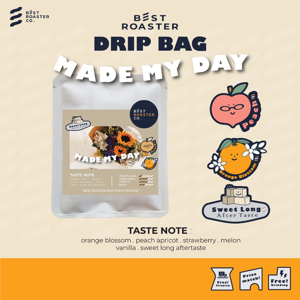 กาแฟดริป แบบซอง made my day คั่วอ่อน DRIP BAG COFFEE ชุด drip กาแฟพกพา drip ดื่มได้ทุกที่