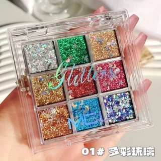 M466 MGL พาเลทอายแชโดว์ กลิตเตอร์ ประกายมุก แวววาว 9 สี หลากสีสัน กันน้ำ ติดนาน