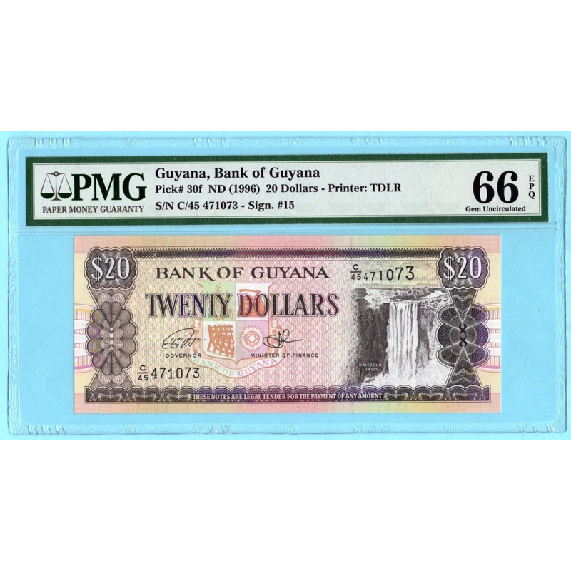 Guyana,20 Dollars 1996 - PMG 66 EPQ Gem Uncirculated