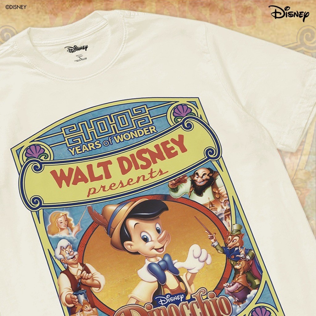 Power 7 Shop เสื้อยืดการ์ตูน "Pinocchio" คอลเลคชั่น "Disney Classics" (TMX-150-สีครีม) — صورة 3