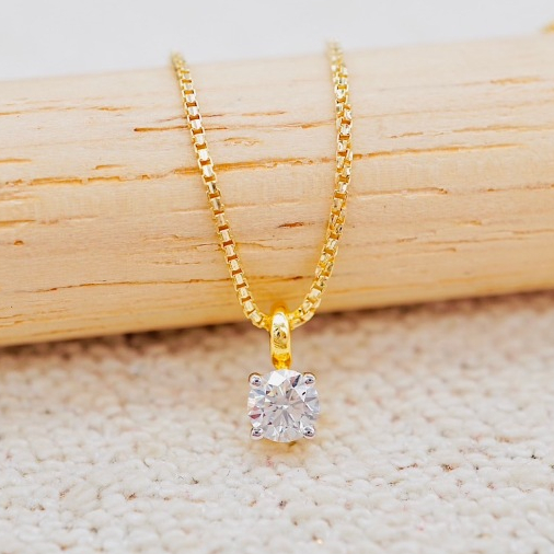 [PCPY JEWELRY] สร้อยคอพร้อมจี้เพชรGIA 0.23 กะรัต 💎 ทองคำแท้9K (ทอง37.5%) เพชรแท้ใบเซอร์GIA [9KPP753]