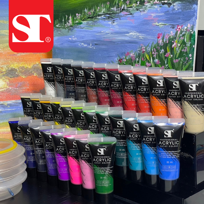 ST PROFESSIONAL ACRYLIC สีอะครีลิคแบบหลอด  22ml 75ml 120ml