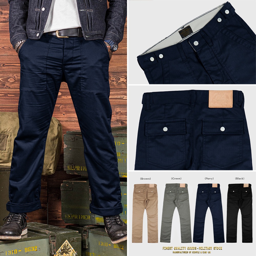 Simple&Raw - SK843 UtilityBaker Pants Harringbone (Navy)
