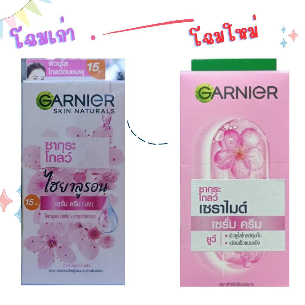 (กล่อง/ซองฉีก) การ์นิเย่ สกิน แนทเชอรัลส์ เซรั่ม ครีม ยูวี 7มล. GARNIER (กล่อง 6ซอง) รูปที่ 3