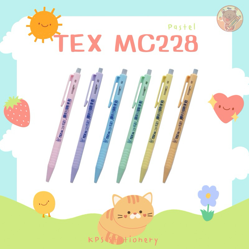 TEX MC228 Pastel ปากกาลูกลื่น 0.7 มม (10 ด้าม)(5 ด้าม)