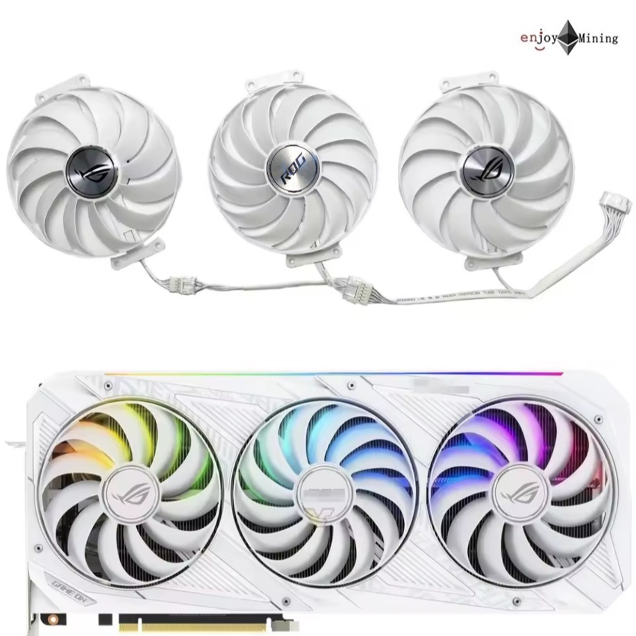 พัดลมการ์ดจอ ASUS GeForce RTX 3070 3080 3090 ROG STRIX WHITE OC Graphics Card  Fan