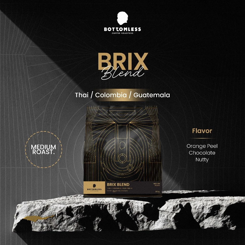 [Bottomless] เมล็ดกาแฟ บอททอมเลส - Brix Blend (กัวเตมาลา-โคลอมเบีย-ไทย) คั่วกลาง