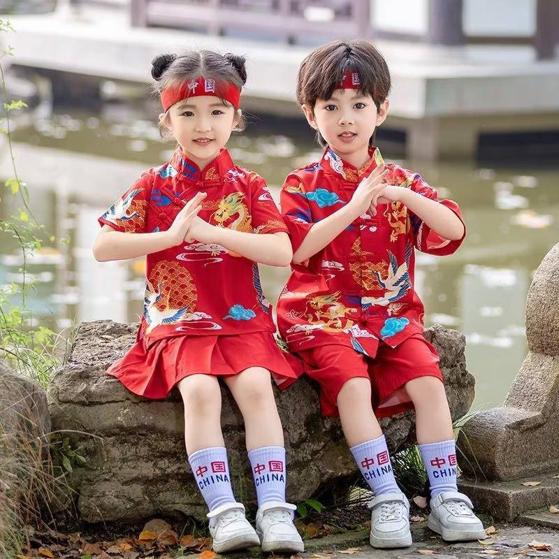 Pinkชุดเซ็ทเด็กตรุษจีน เด็กผู้ชาย เด็กผู้หญิง สีแดงมงคล รุ่น4028